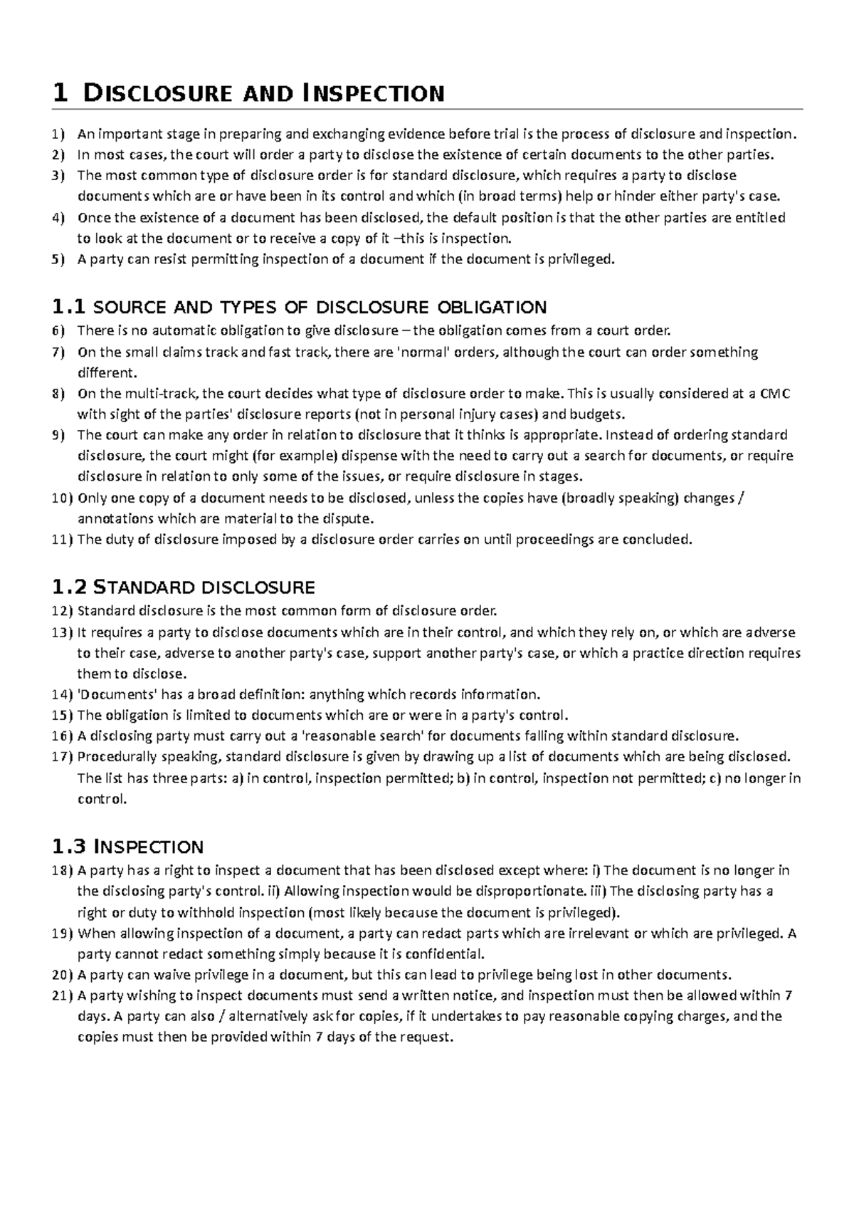 9. Disclosure and Inspection 1 DISCLOSURE AND INSPECTION An important