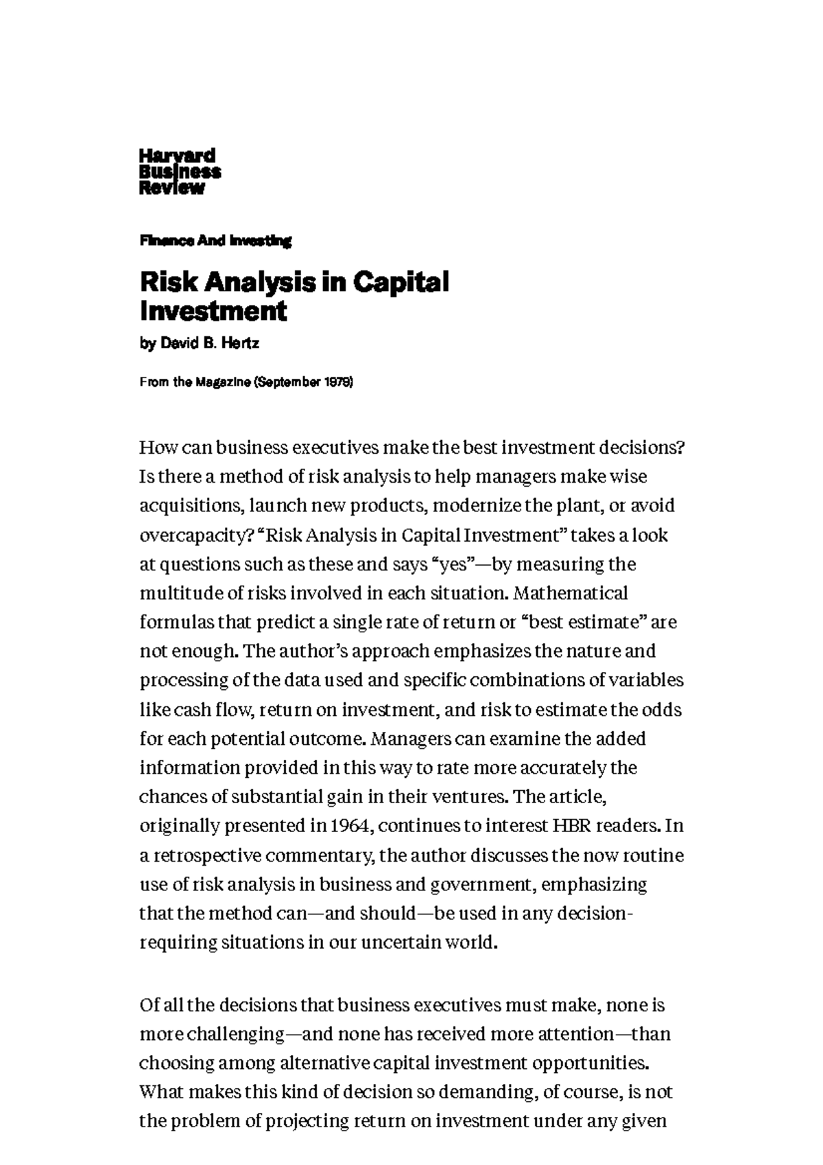 risk-analysis-in-capital-investment-ad1101-ntu-studocu