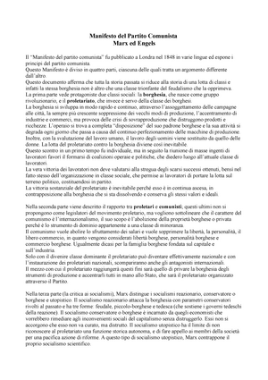 Riassunto Manifesto del Partito Comunista - Marx ed Engels - Manifesto del  Partito Comunista Marx ed - Studocu