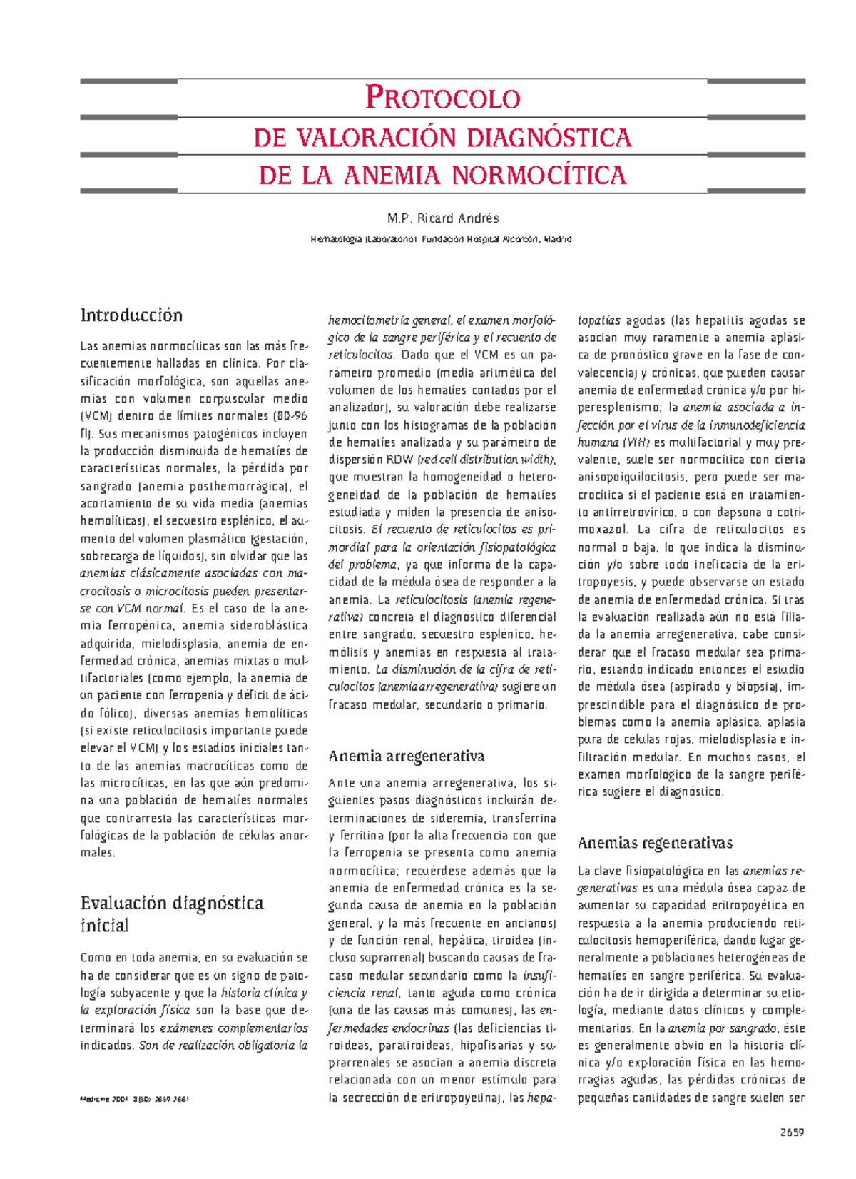 50.09 protocolo dx anemia normacítica 2659 Introducción Las anemias