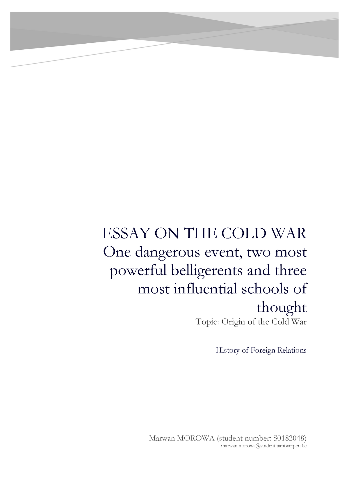 origins of cold war essay questions