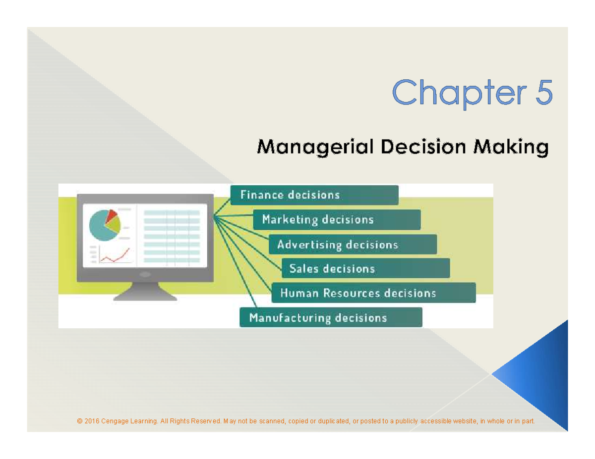 Chapter 5 - Managerial Decision Making - Explain Why Decision Making Is ...