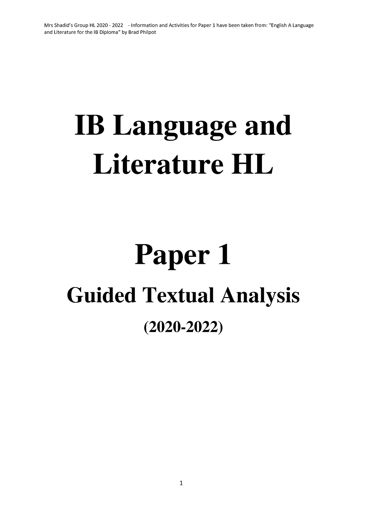 ib english language and literature hl paper 1 sample essay