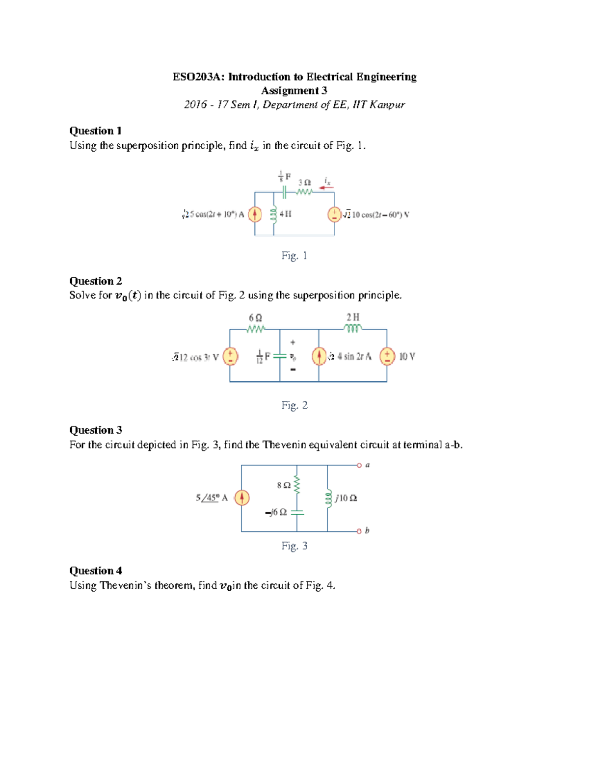 Assignment 3 - ESO203A: Introduction To Electrical Engineering ...