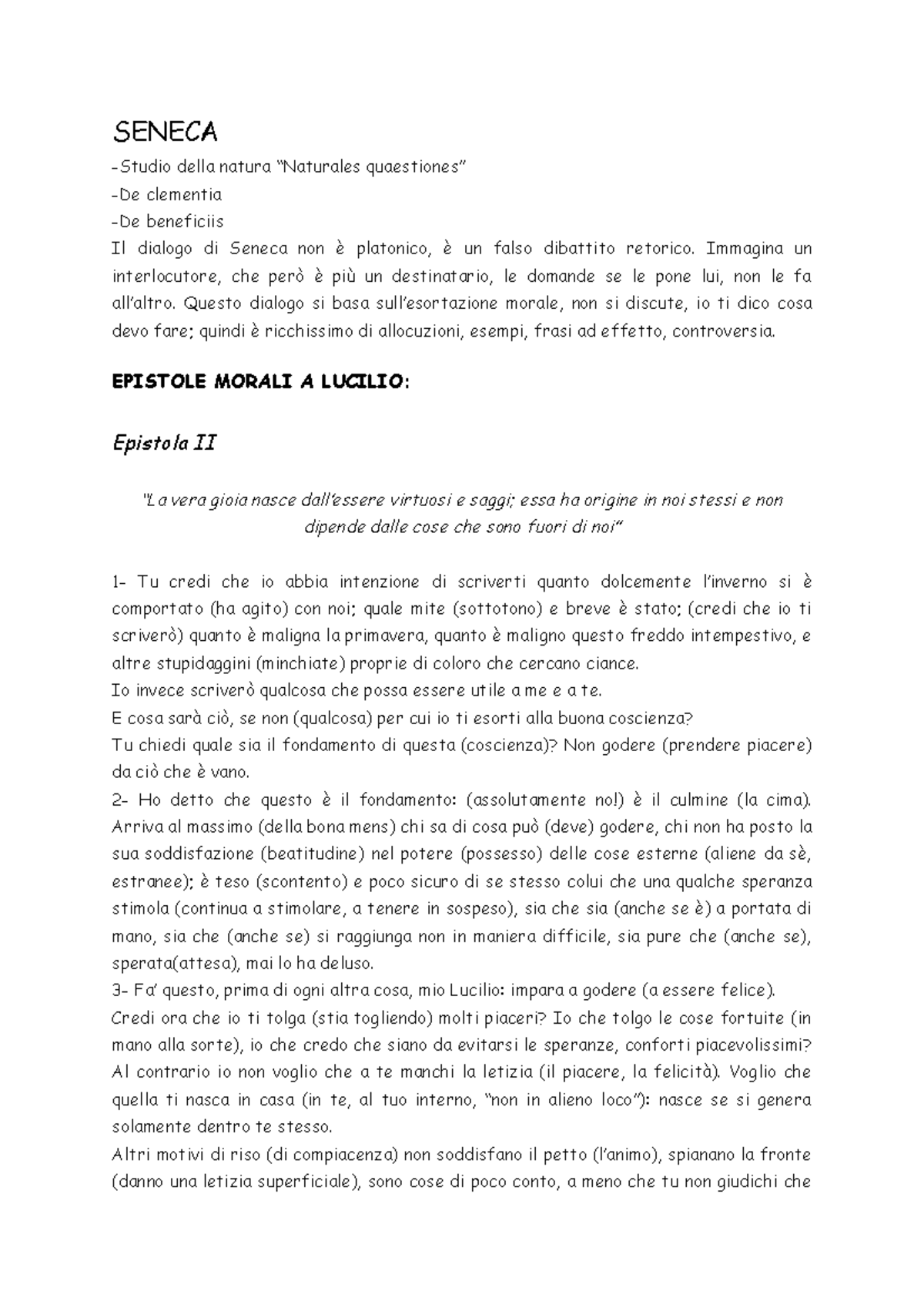 Seneca Epistole Morali a Lucilio SENECA Studio della natura