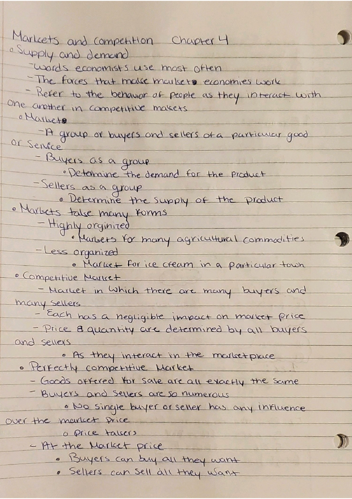Macroeconomics - Chapter notes - Markets and Competition Chapter 4 ...