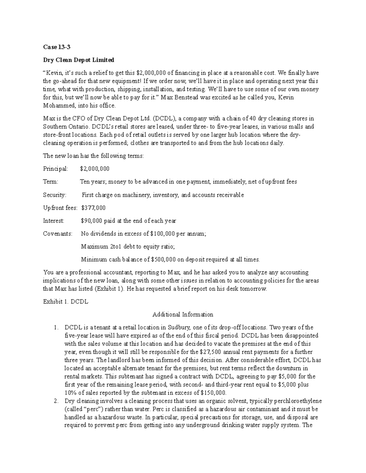 Case 13 3 Dry Clean Depot Ltd Case 13 Dry Clean Depot Limited