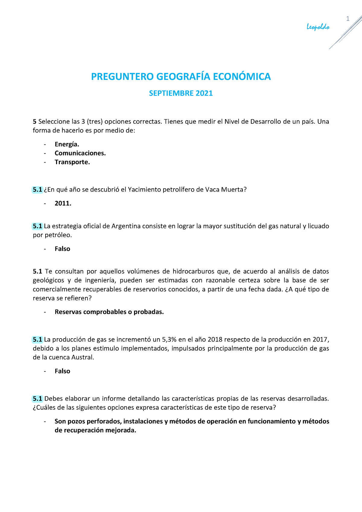 Geografia Economica - 2do Parcial - Leopoldo PREGUNTERO GEOGRAFÕA ECON ...