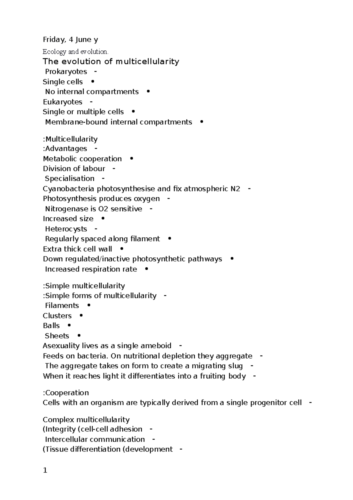 Evolution and genetics 3 - Friday, 4 June y Ecology and evolution. The ...