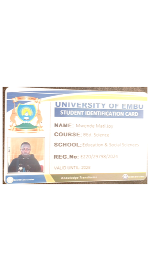 School ID - Revision - Education Science - UNIVERSIIY OF EMBU STUDENT ...