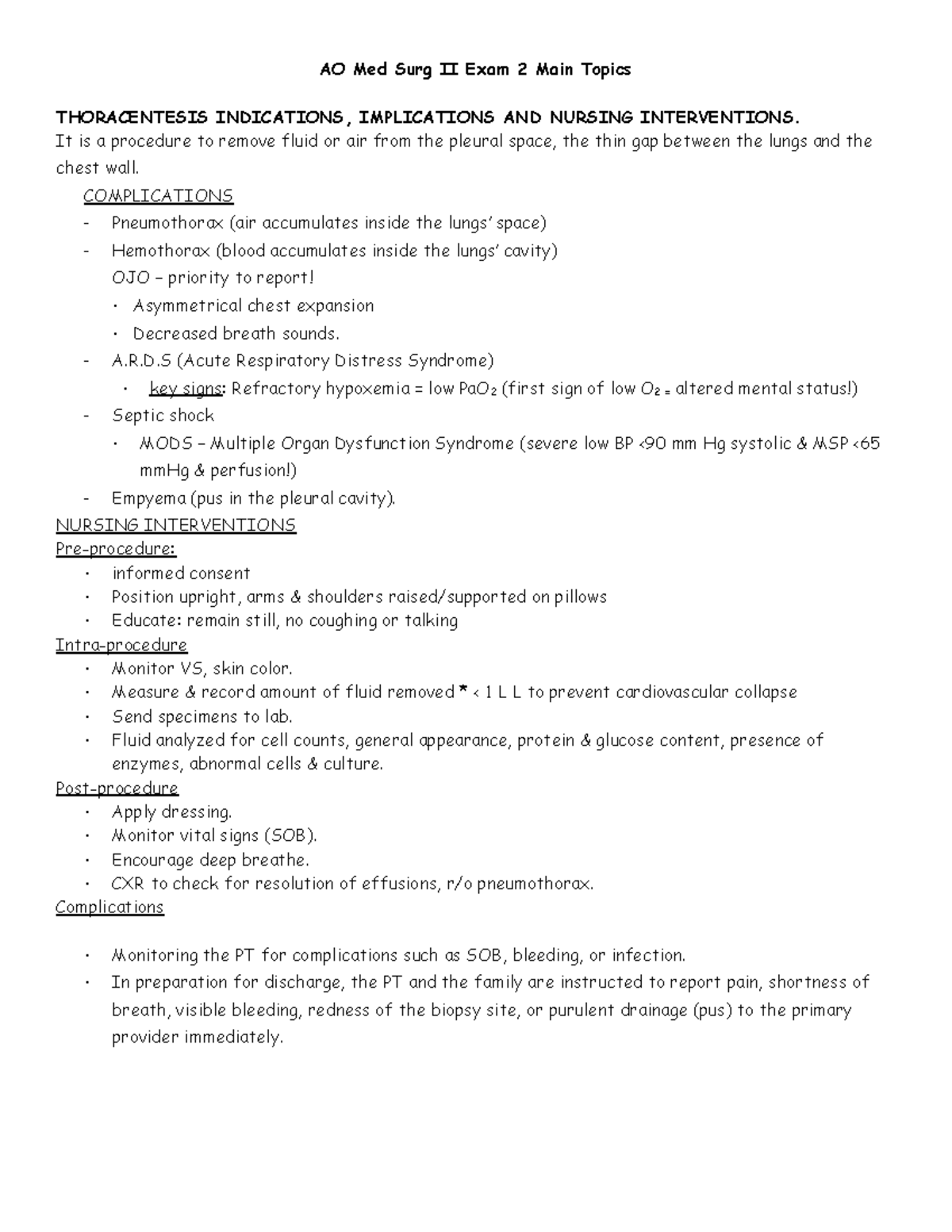 Med Surg II Exam 2 - final draft - AO Med Surg II Exam 2 Main Topics ...