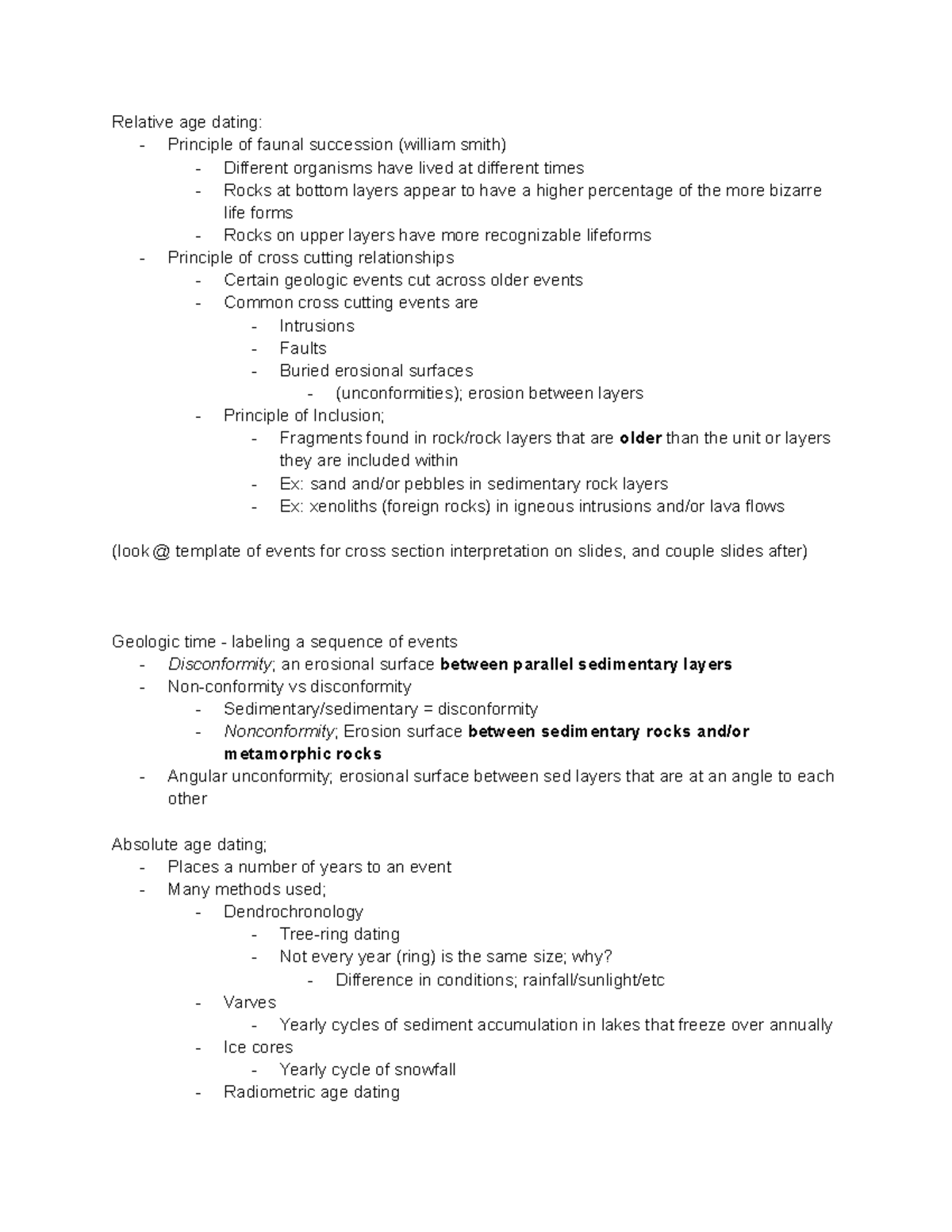 Geolotic time notes pt 2 - Relative age dating: - Principle of faunal ...