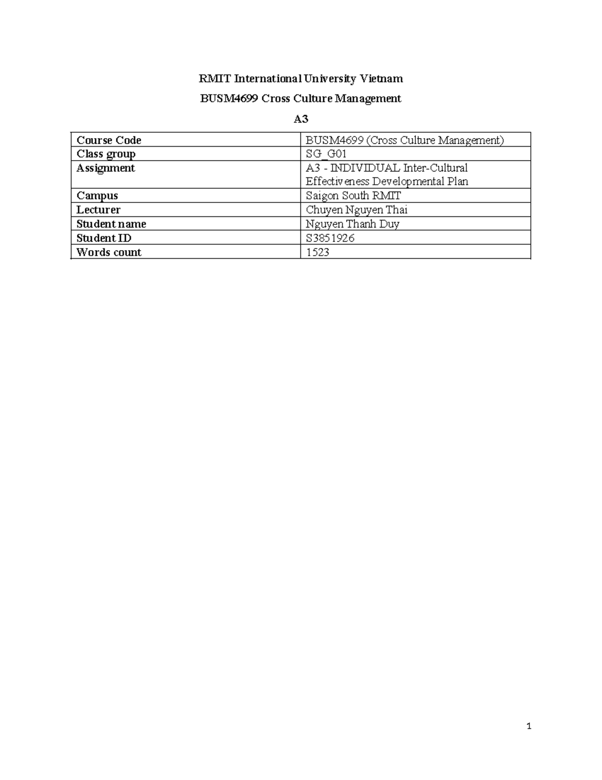 BUSM4699 A3 S3851926 nguyenthanhduy - RMIT International University ...