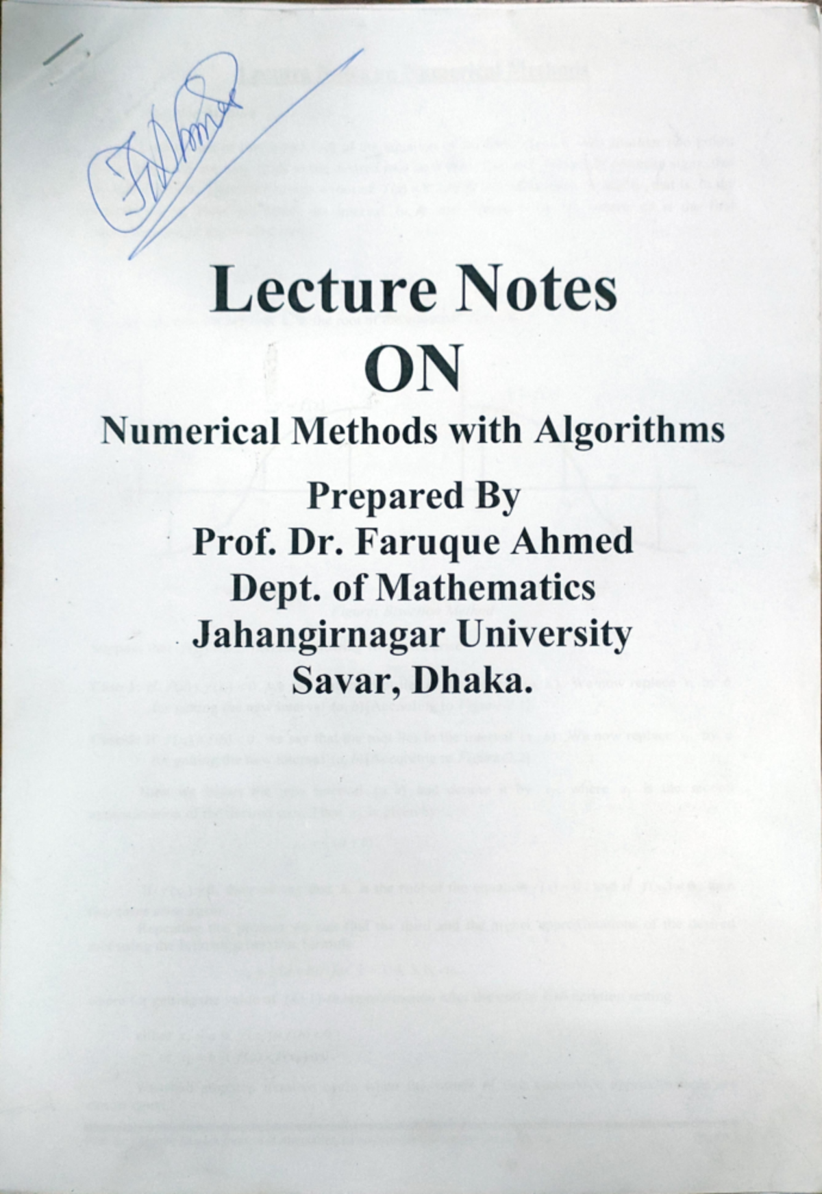 Numerical methods with algorithm - numerical analysis - Studocu