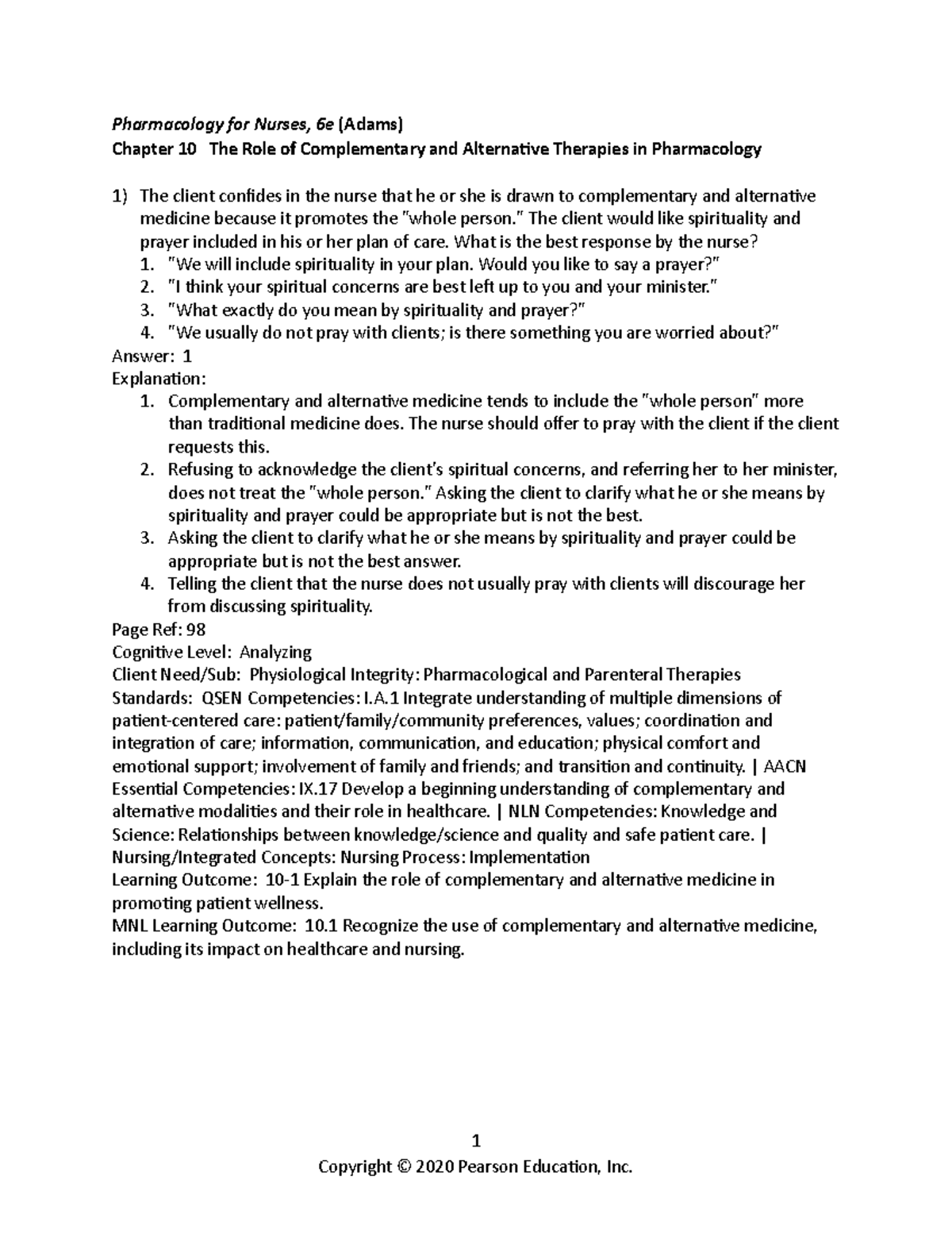 Adams 6e Tif Ch10 - Test Bank Study - Pharmacology For Nurses, 6e ...