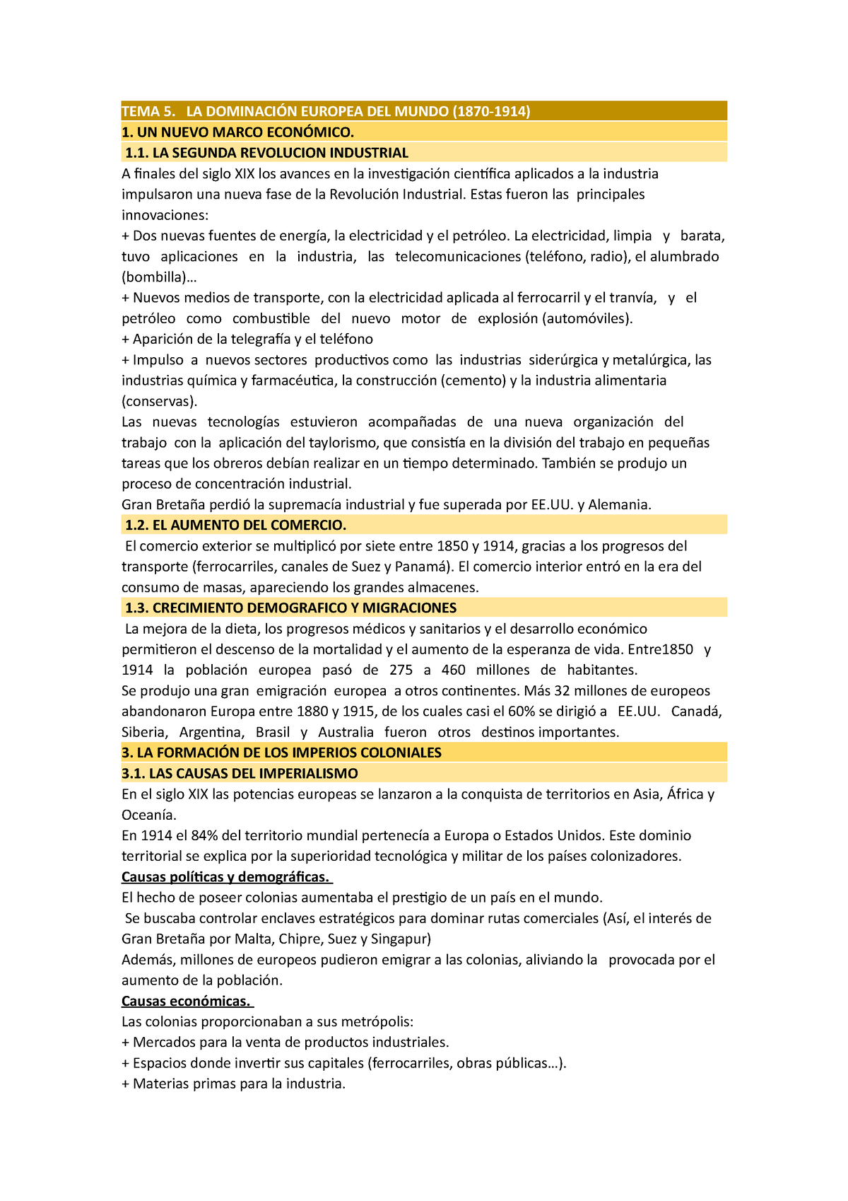 Tema 5 Apuntes Tema 5 La DominaciÓn Europea Del Mundo 1870 1914 1 Un Nuevo Marco 9249