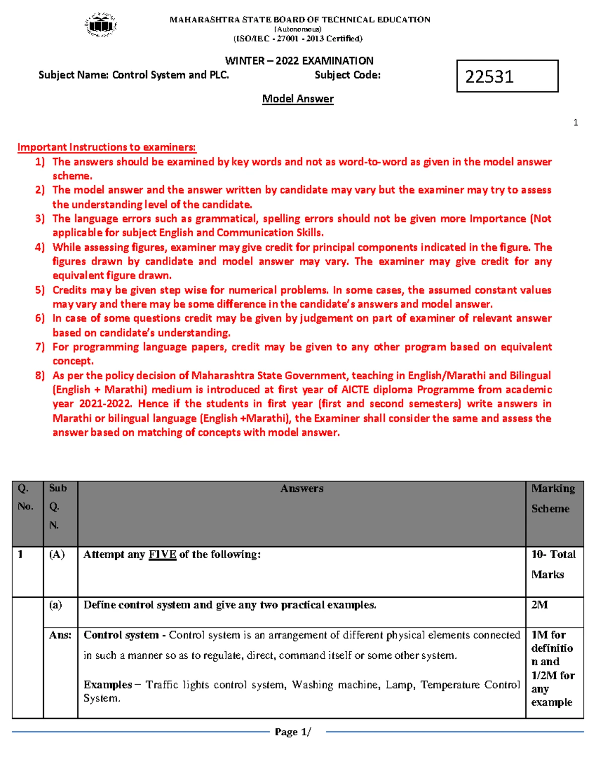 22533 - P.T. Instructions – (1) All Questions are Compulsory. (2 ...
