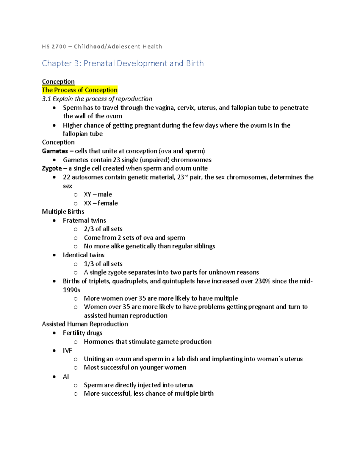 Chapter 3 Textbook Notes - HS 2700 – Childhood/Adolescent Health ...