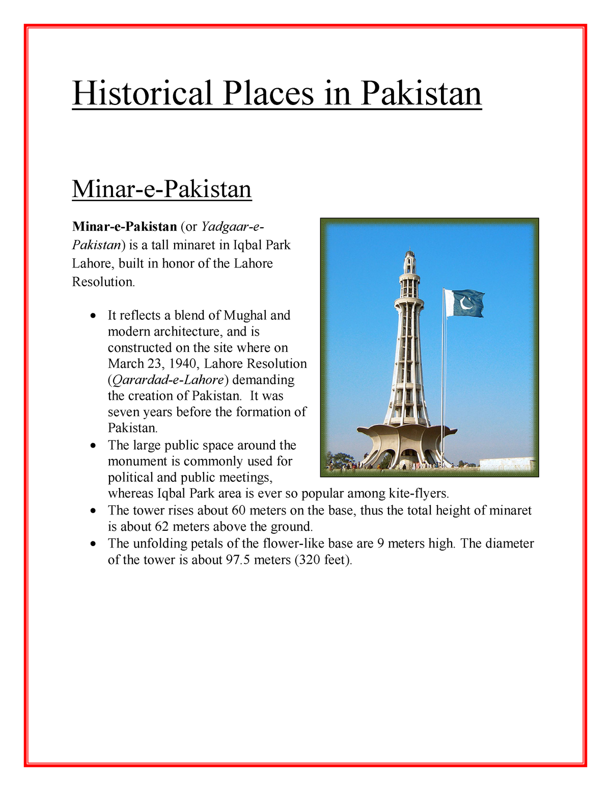 essay on historical place in pakistan