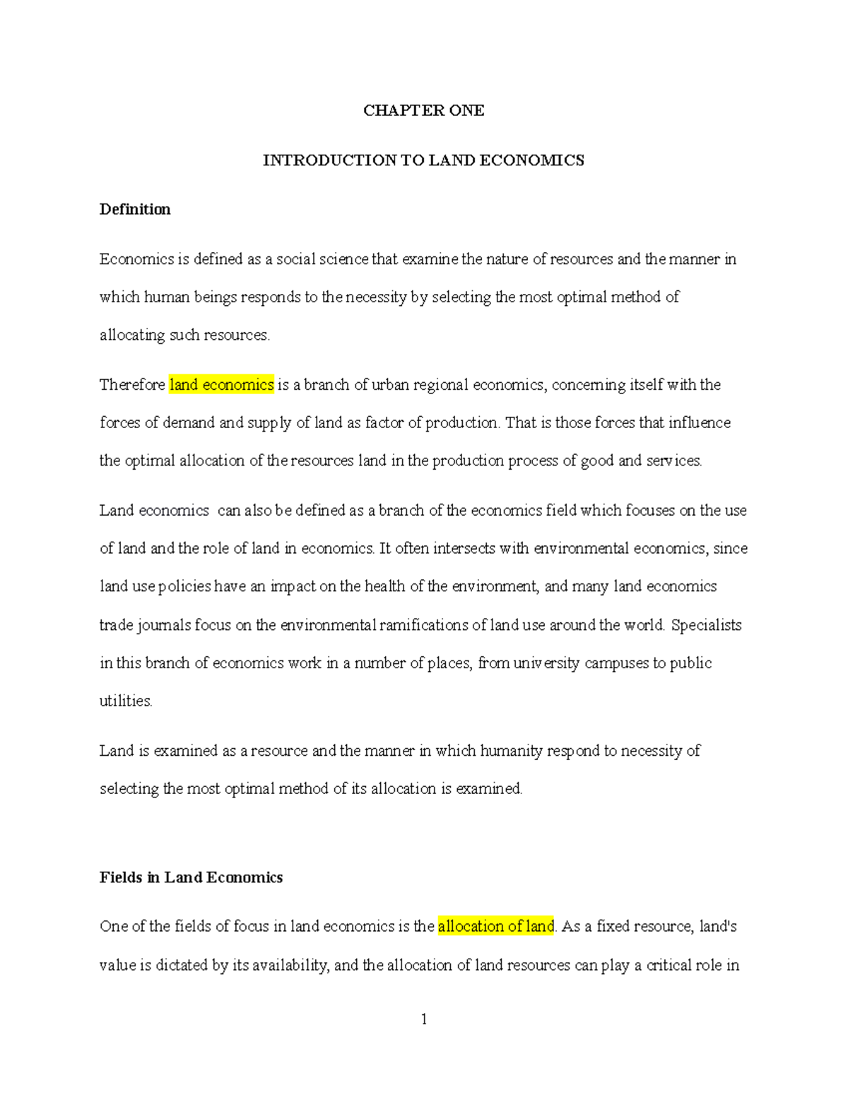 Lecture Notes for student information CHAPTER ONE INTRODUCTION TO