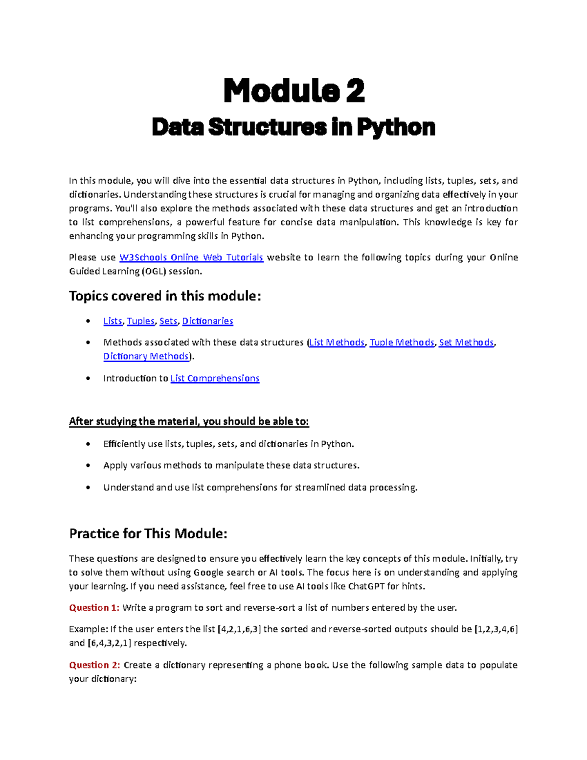 Module 2 - hjvhbjlk jhnnml, jkml; - Module 2 Data Structures in Python ...