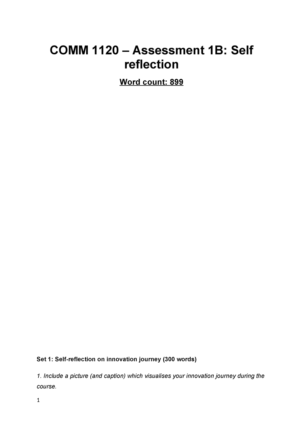 COMM 1120 1B - Assessment 1B - COMM 1120 – Assessment 1B: Self ...