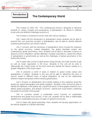 Contemporary World Power Point Presentation