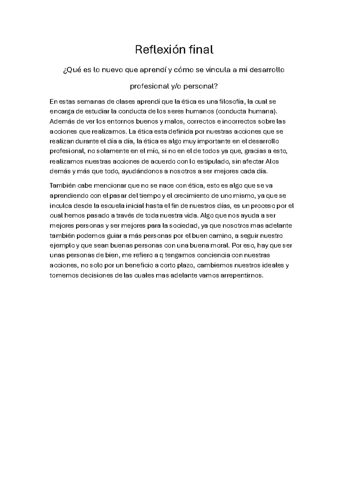 Semana 02 - Reflexión final - Reflexión final ¿Qué es lo nuevo que ...