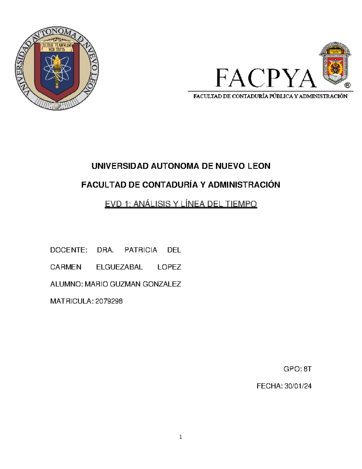Evidencia 1 Servicio Social - UNIVERSIDAD AUTONOMA DE NUEVO LEON ...