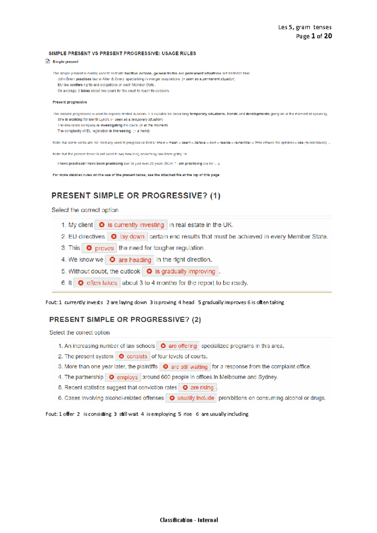 Les5gramtenses - Les 5 Vragen En Antwoorden - Page 1 Of 20 Fout: 1 ...