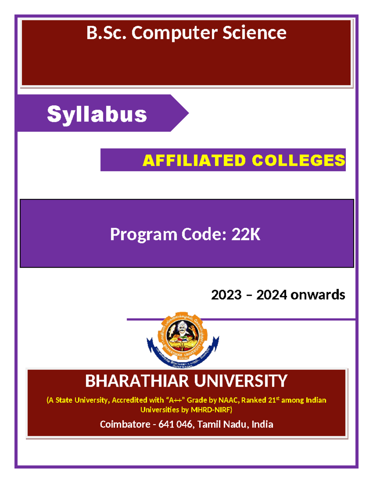 Bsc cs 2023 24 - NOOOOOOOOOOOOOOOOOOOOOOOOO - Syllabus AFFILIATED ...