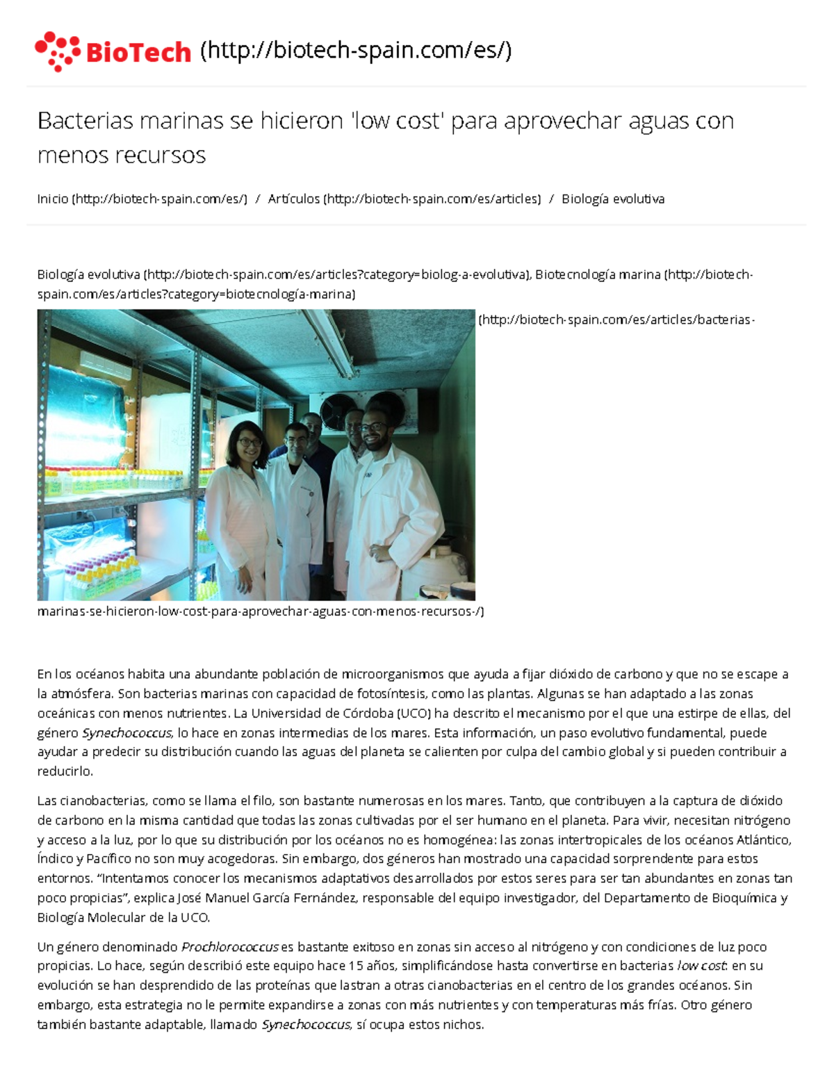 Bacterias marinas se hicieron 'low cost' para aprovechar aguas con ...