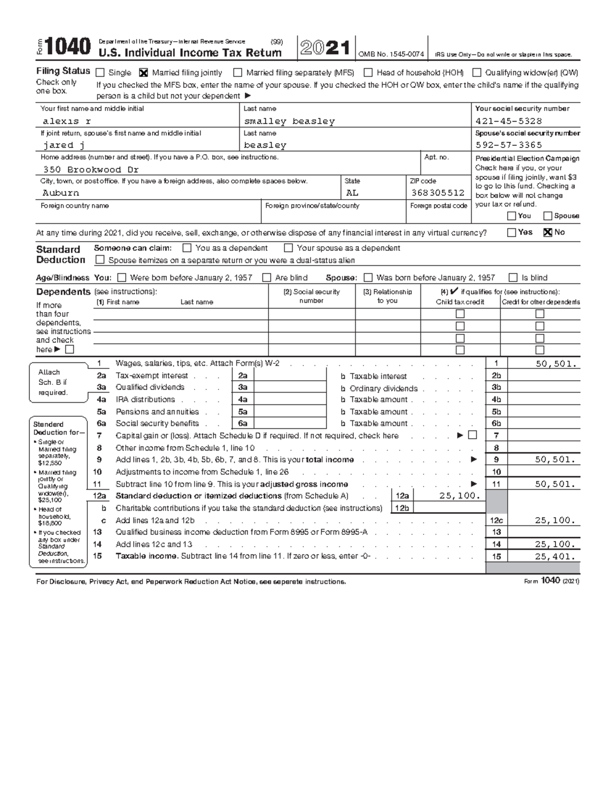 2021 Tax Return - ghj - Form 1040 U. Individual Income Tax Return 2021 ...