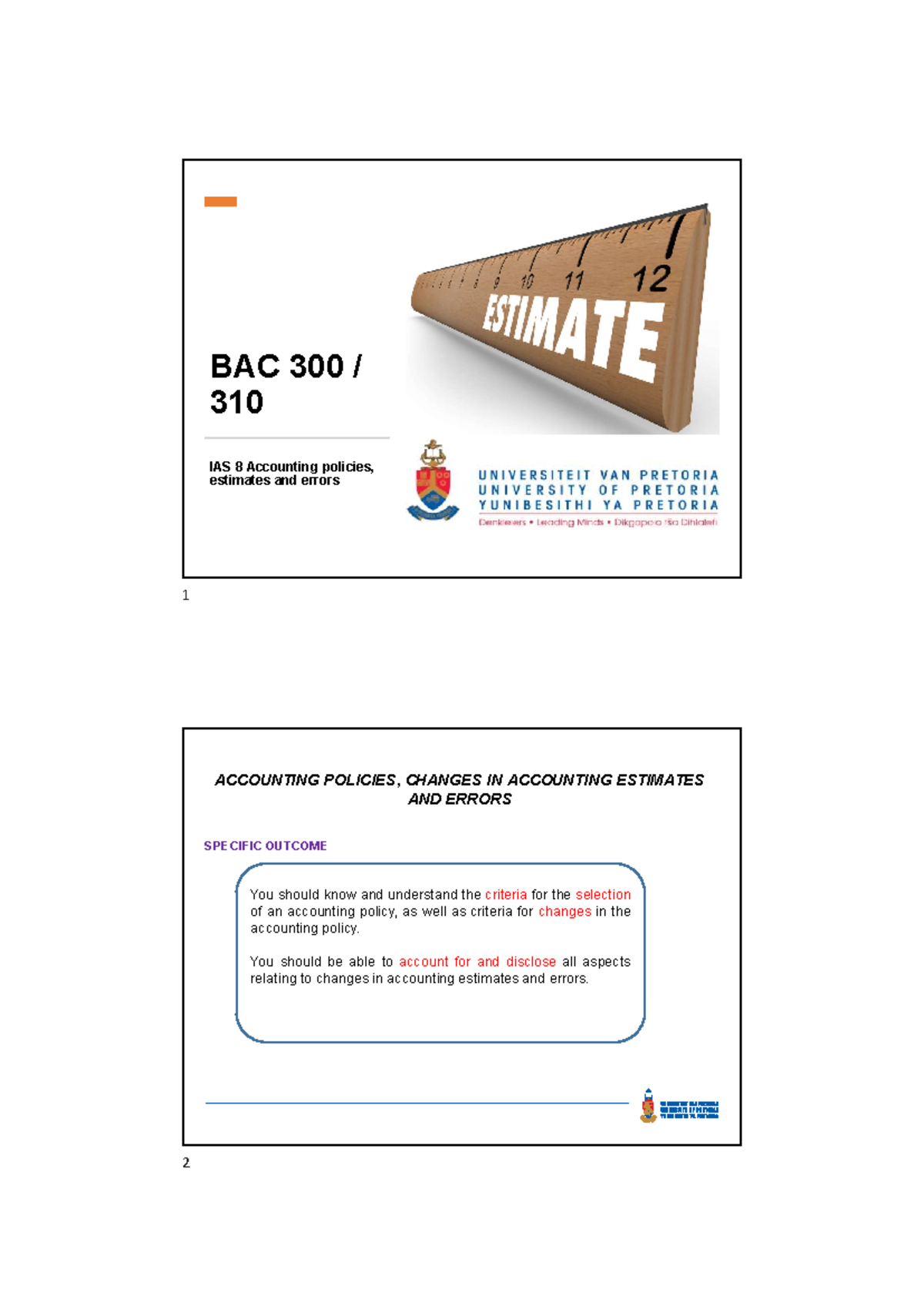 IAS 8 slides and notes - IAS 8 Accounting policies, estimates and ...