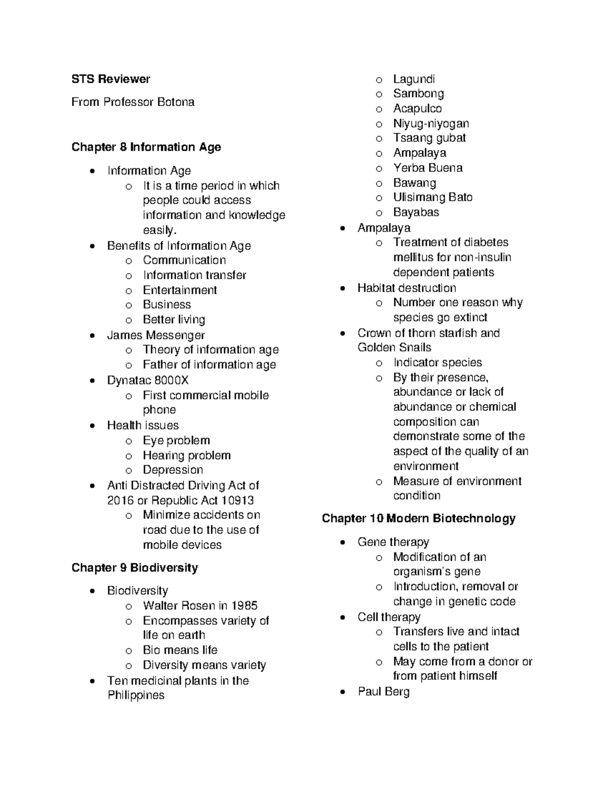 SCIENCE, TECHNOLOGY AND SOCIETY REVIEWER - STS Reviewer From Professor ...