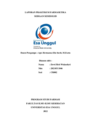 Laporan Praktikum Salep - LAPORAN PRAKTIKUM FARMASETIKA SEDIAAN SEMI ...