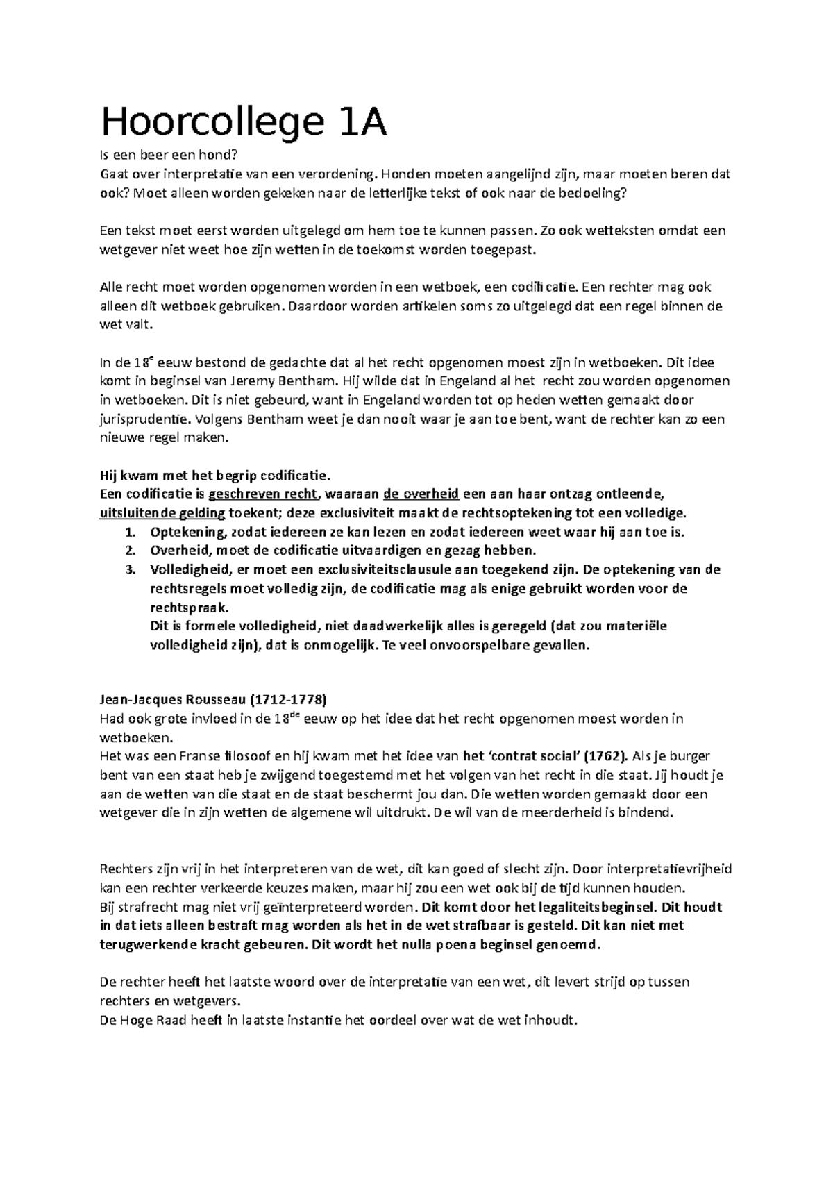 Uitreksel Hoorcolleges Week 1 7 Hoorcollege 1A Is Een Beer Een Hond 