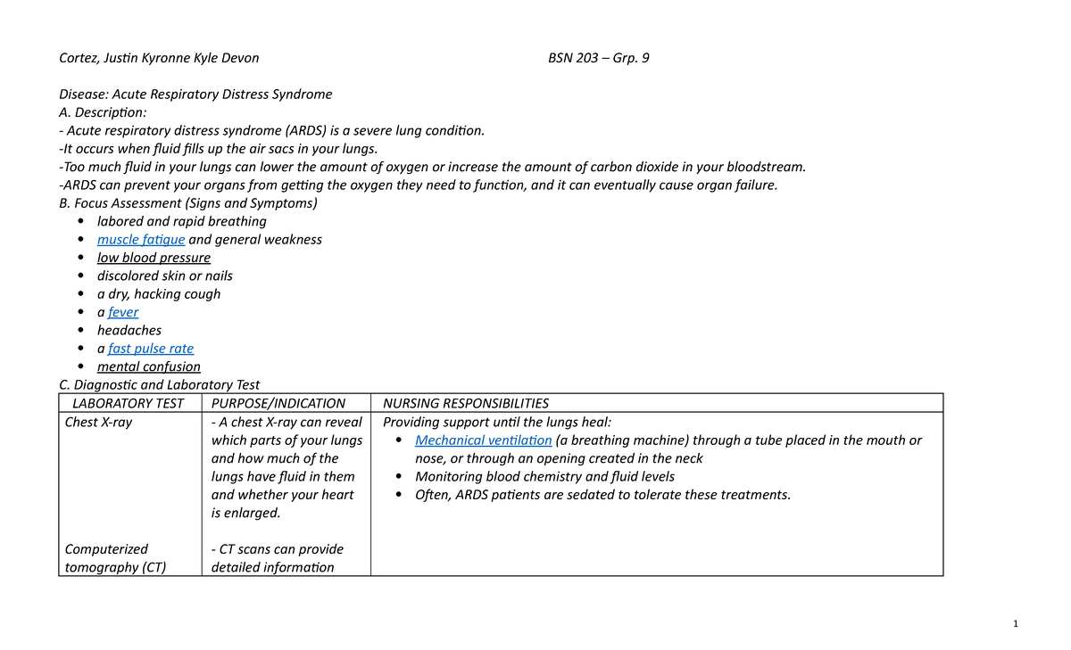 24.Acute Respiratory Distress Syndrome - Cortez, Justin Kyronne Kyle ...