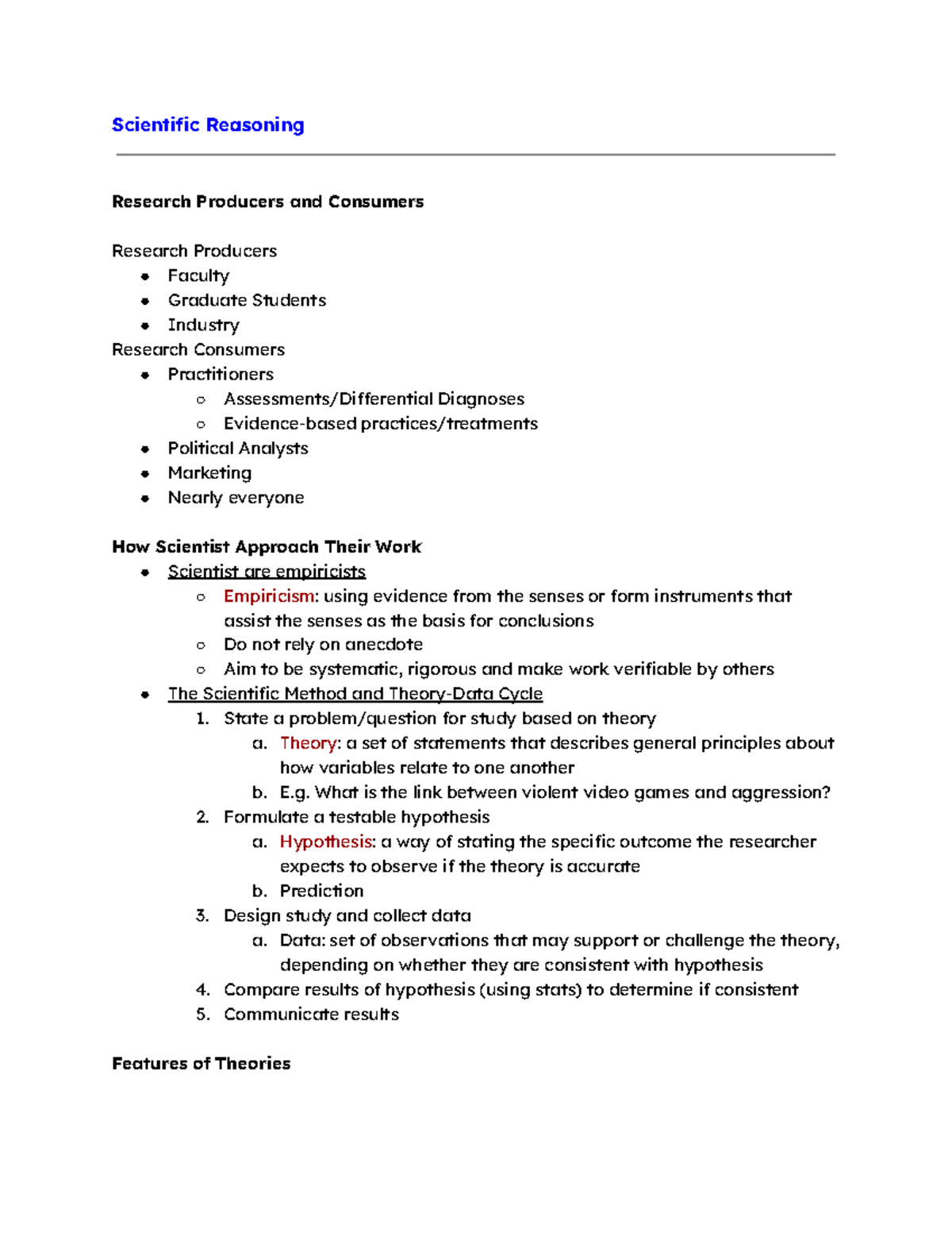 Research Methods in Psych Scientific Reasoning Research Producers and