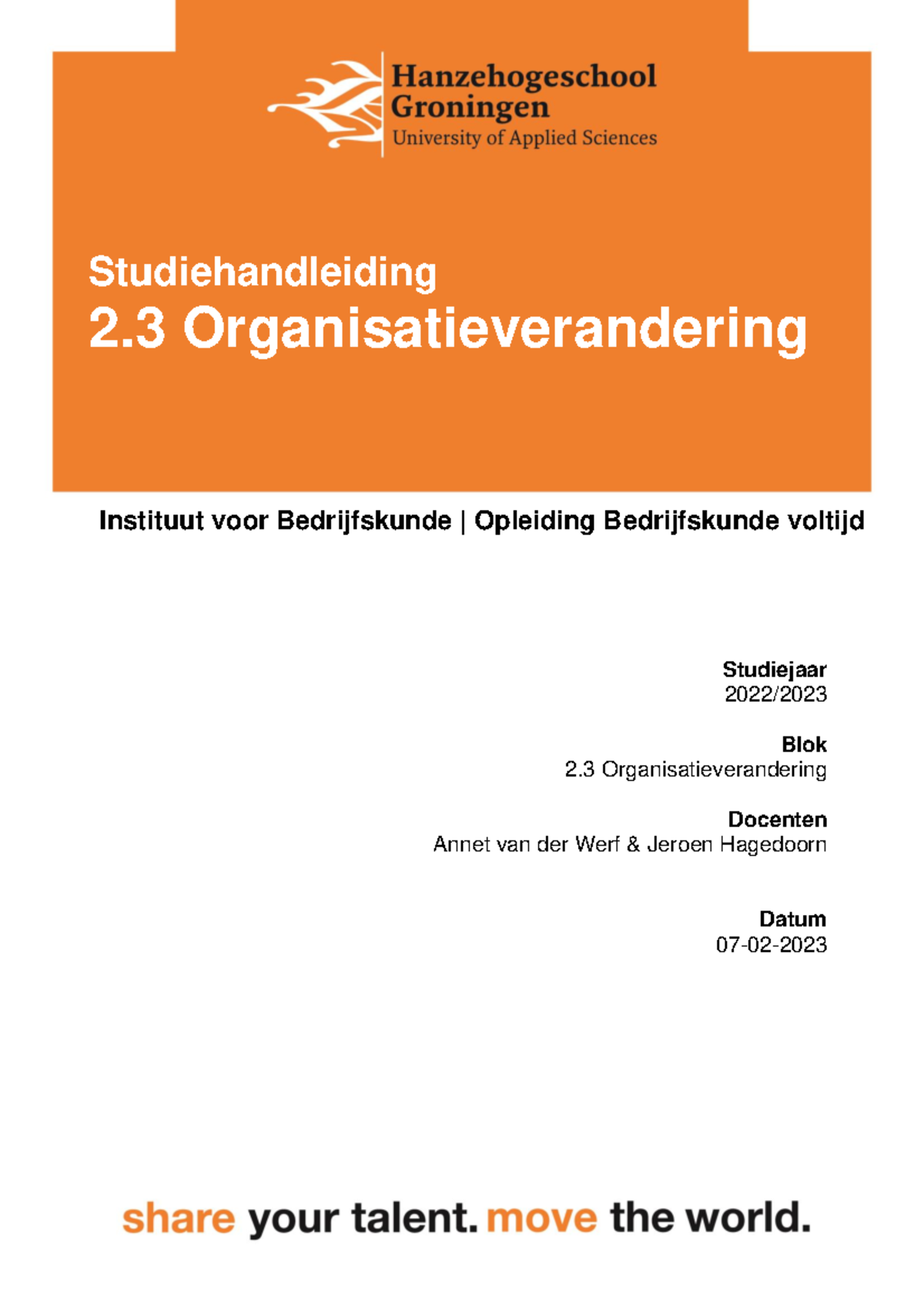 Studiehandleiding Organisatieverandering 2022-2023 V1 ...