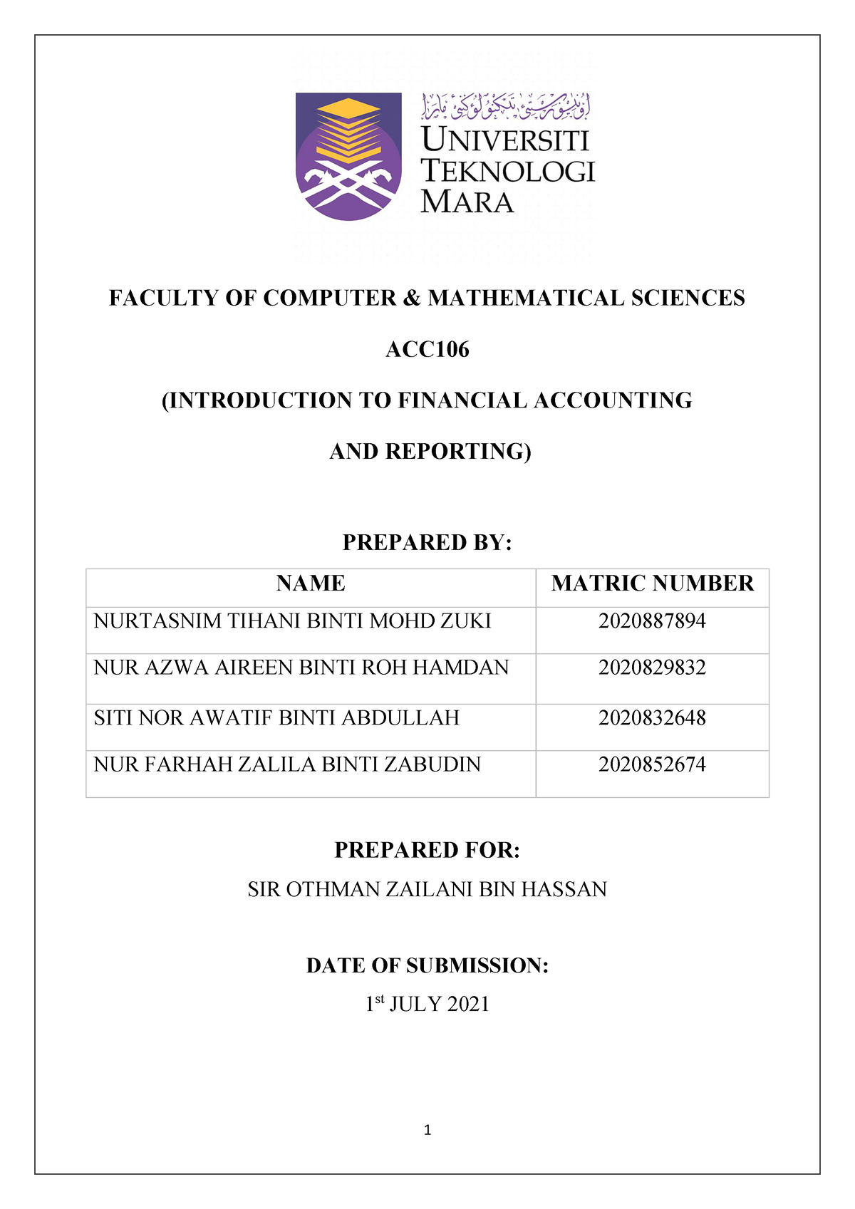 acc106 assignment conclusion