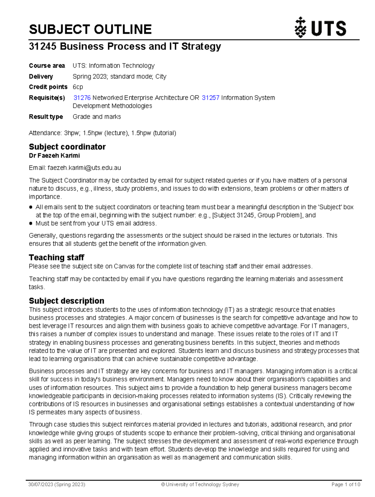 PDFs - Subject Outline for Business Process and IT Strategy 2023 ...