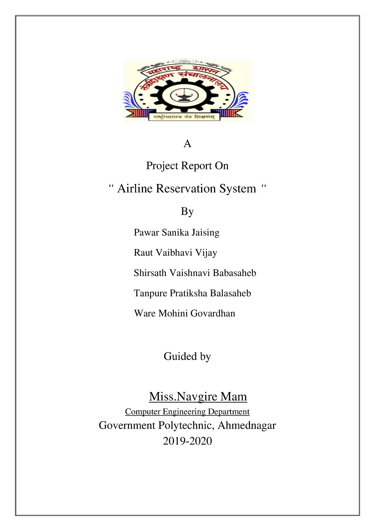 GAD Project (Airline Reservation System) - A Project Report On ...