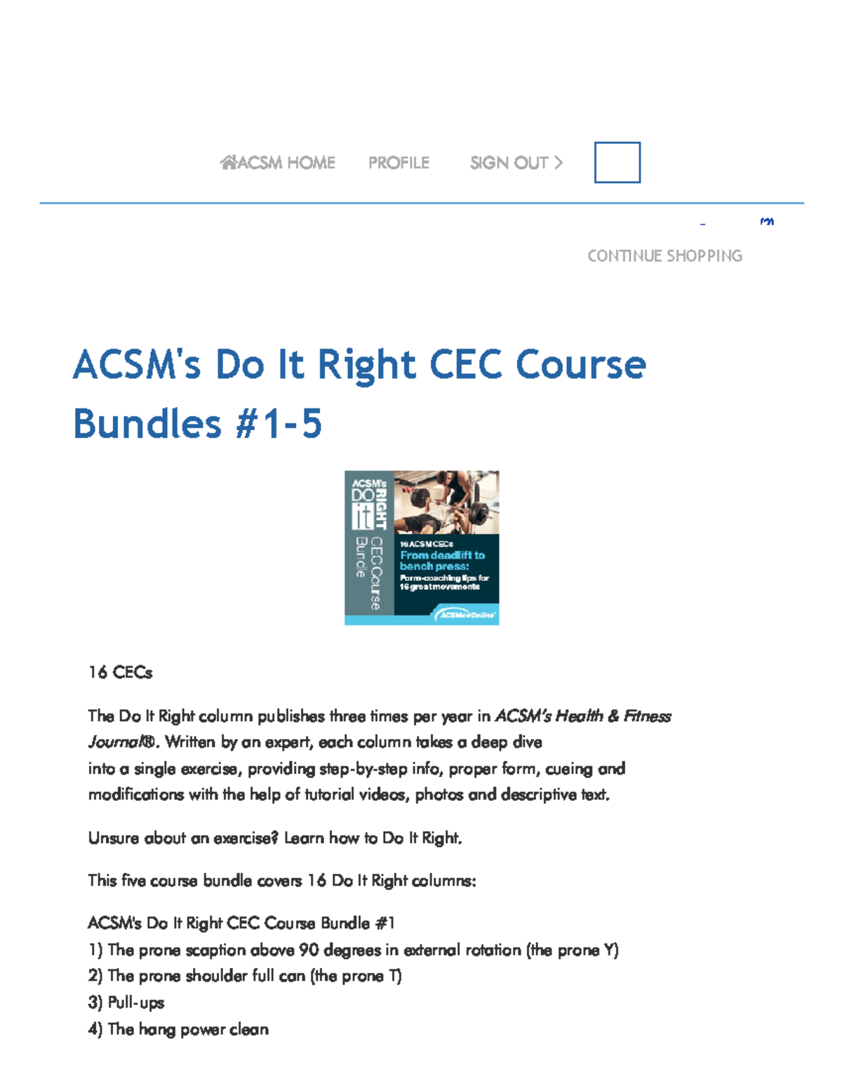 Item Detail - ACSM's Do It Right CEC Course Bundles #1-5 - ACSM HOME ...