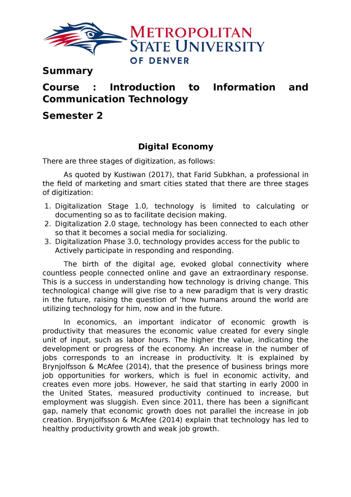 essay about digital economy