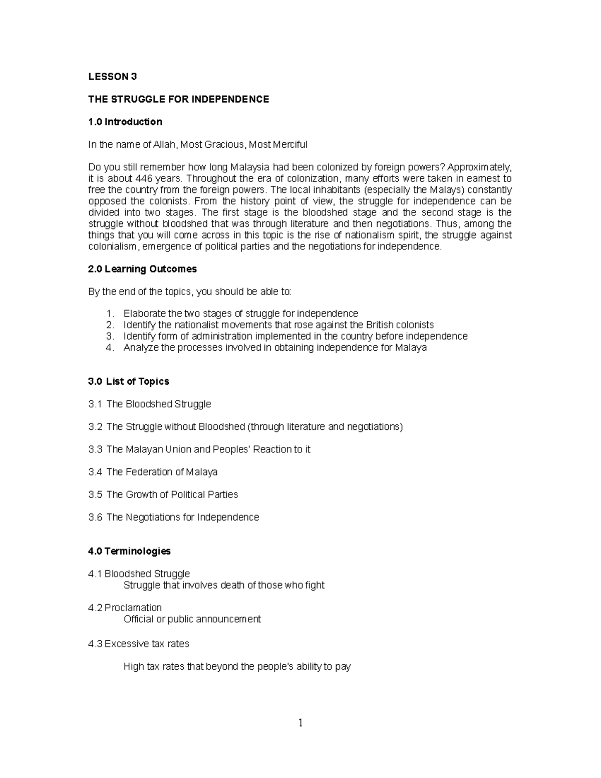 Lesson-3-The-Struggle-for-Independence - LESSON 3 THE STRUGGLE FOR ...