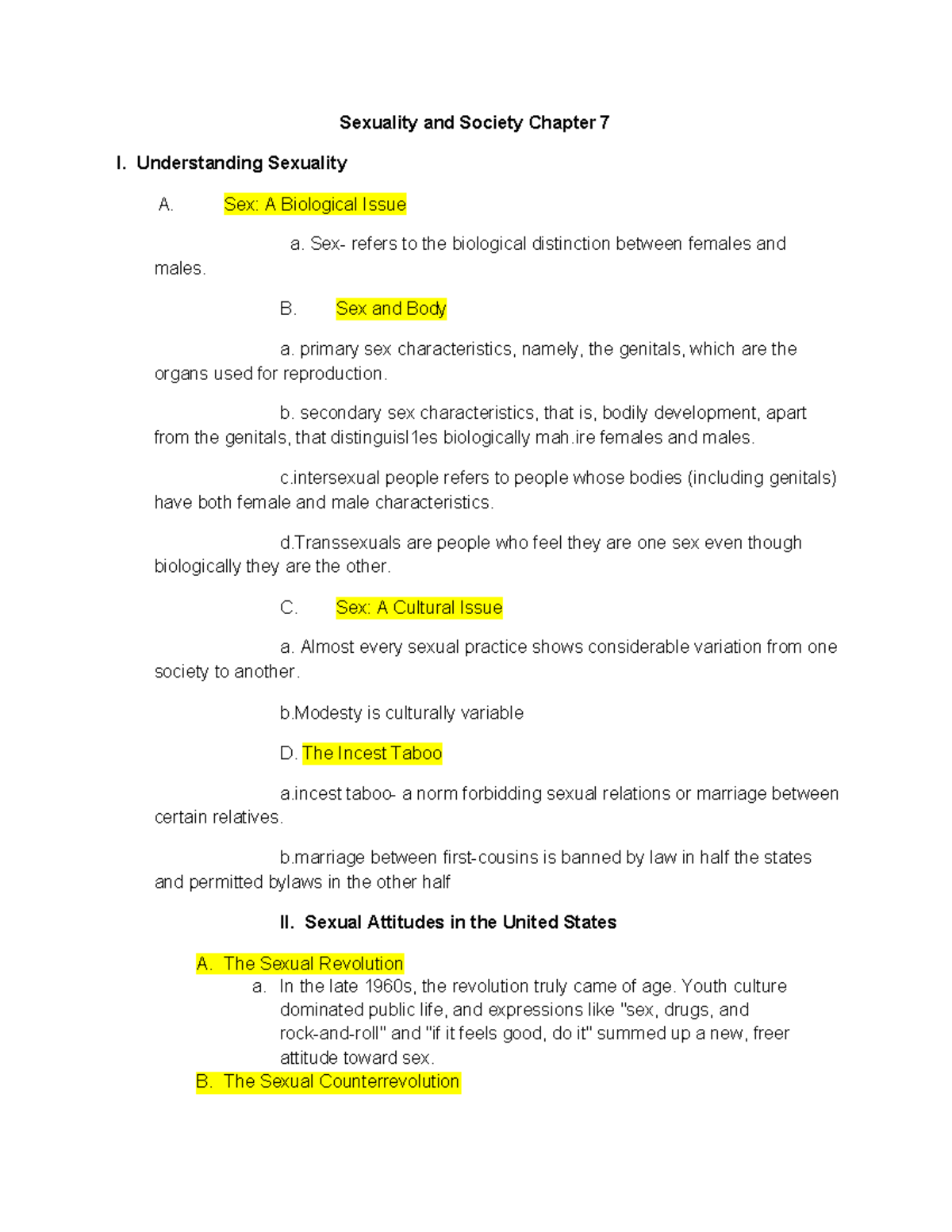 Chapter 7 outline - Sexuality and Society Chapter 7 I. Understanding ...