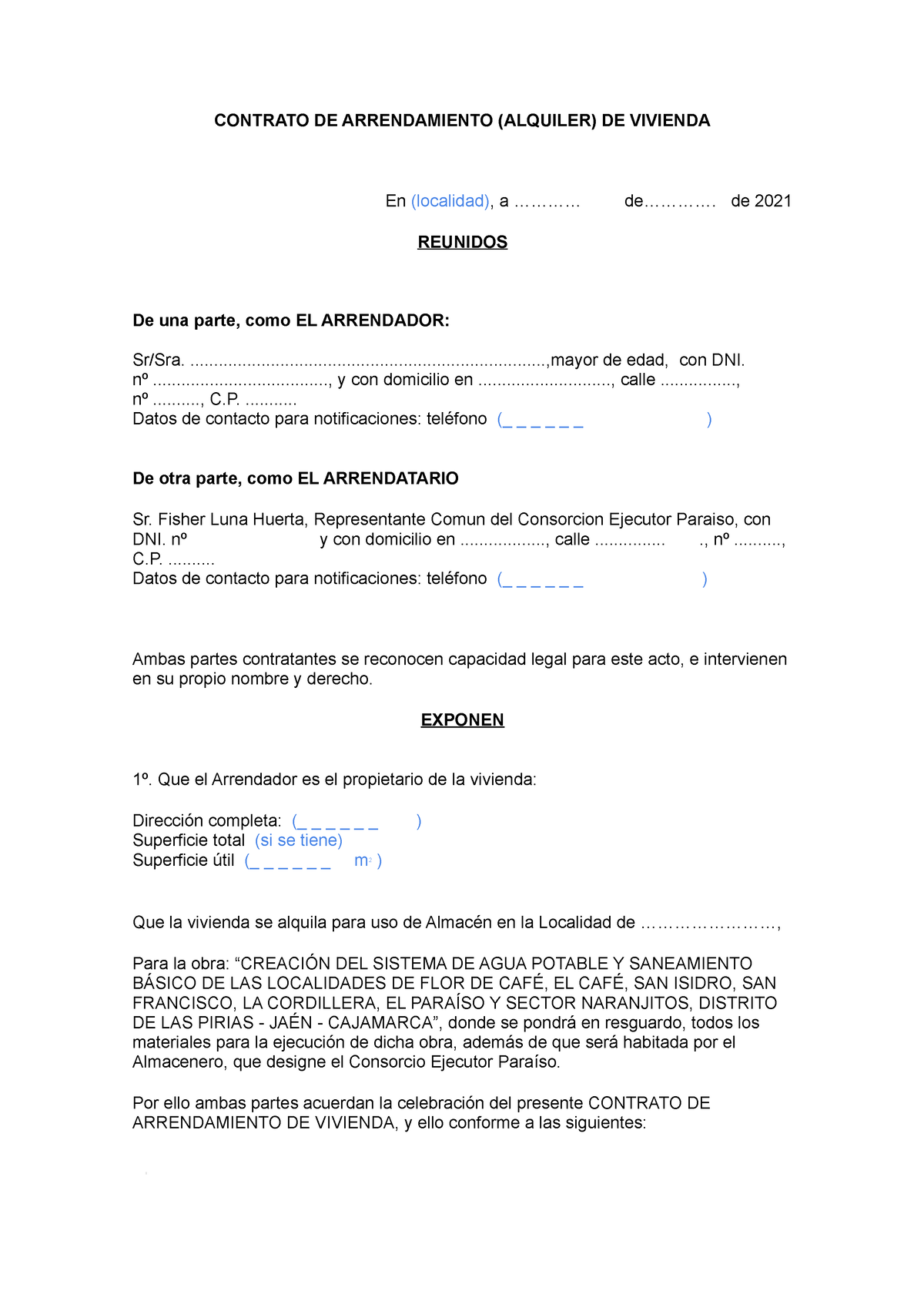 Contrato DE Alquiler - NIINLKNLKNK - CONTRATO DE ARRENDAMIENTO ...