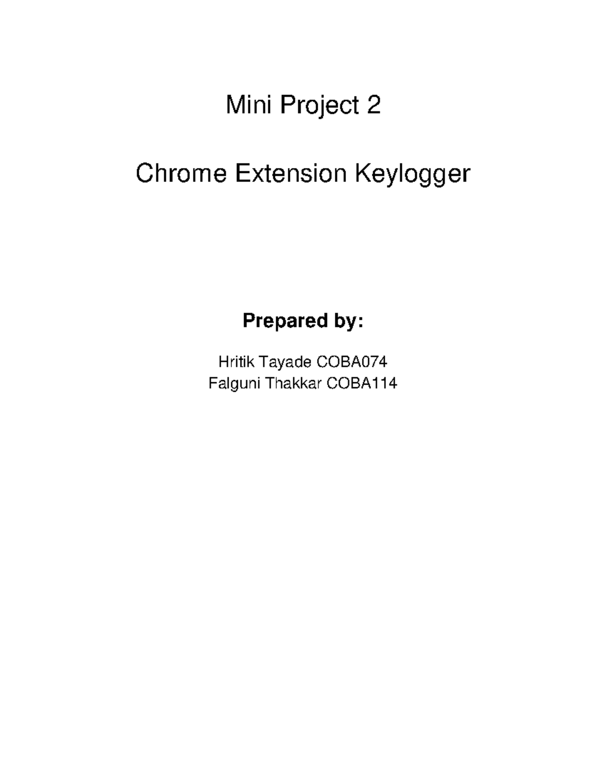 ICSMini ProjectChrome Extension Mini Project 2 Chrome Extension
