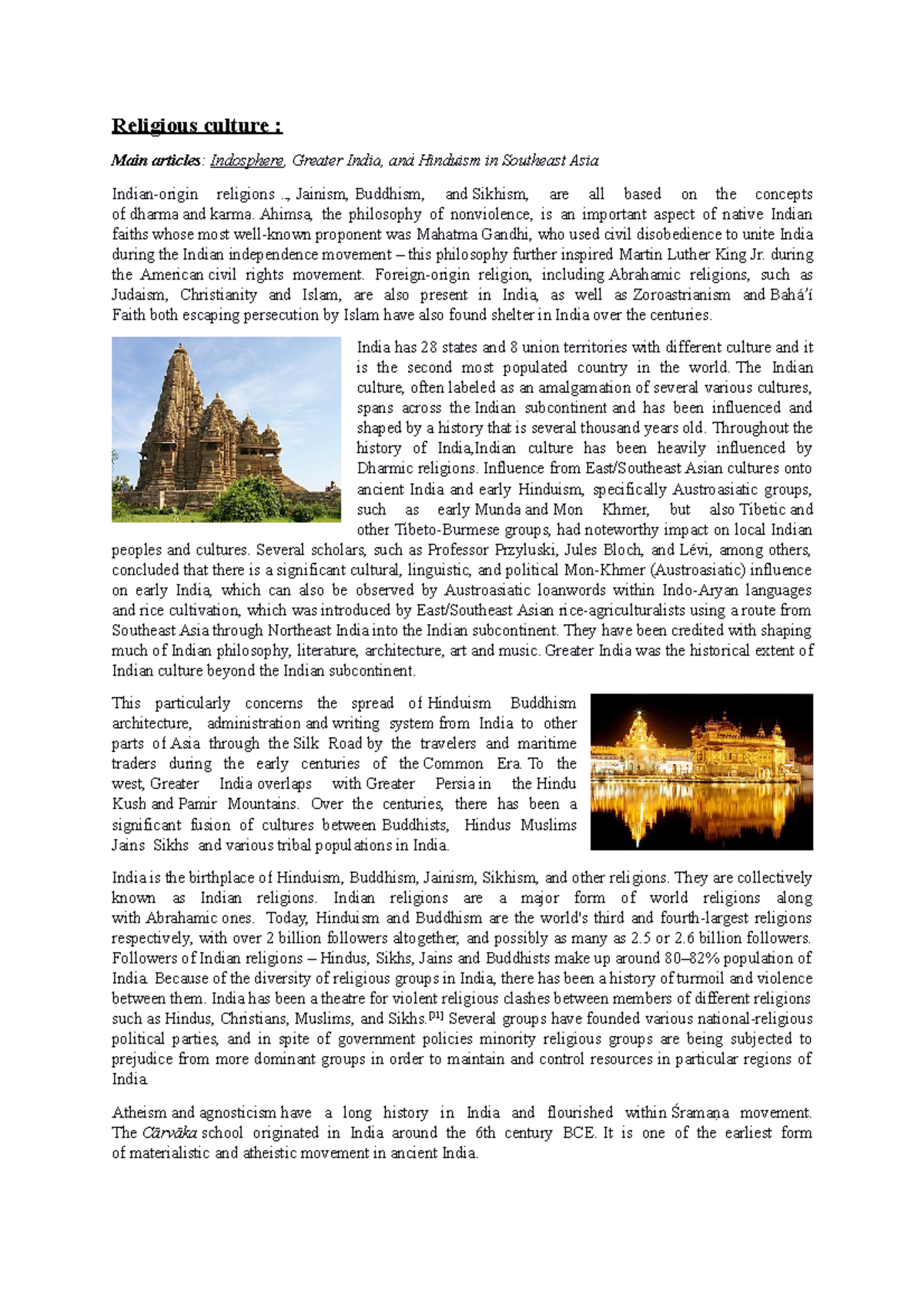 Culture of india - Religious culture : Main articles: Indosphere ...